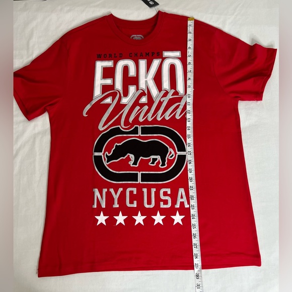 eckounltd men’s Red T Shirt crew neck Short Sleeve Size Large - Picture 5 of 6